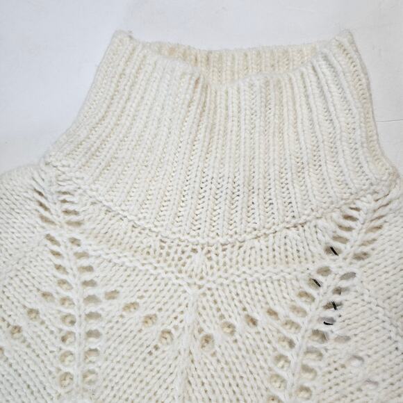 IRO Lovey Sweater Wool Alpaca Turtleneck Open Stitch in Chalk Women's Medium - Picture 4 of 12